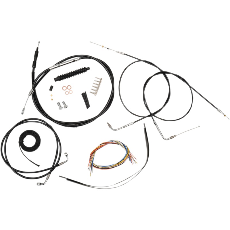 Handlebar Cable/Brake Line Kit - Complete - 15" - 17" Handlebars - Black Vinyl 2007 - 2013